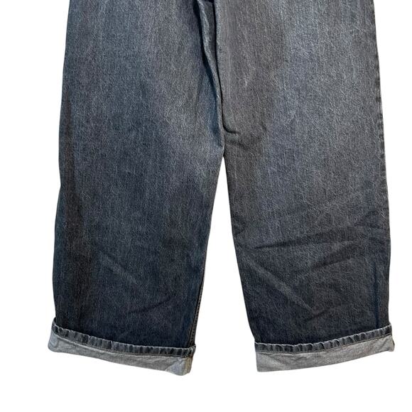 Zara TRF Womens Baggy Wide Leg Relaxed Fit Jeans Cuffed Gray Size US 8 Y2K Style - Picture 7 of 13